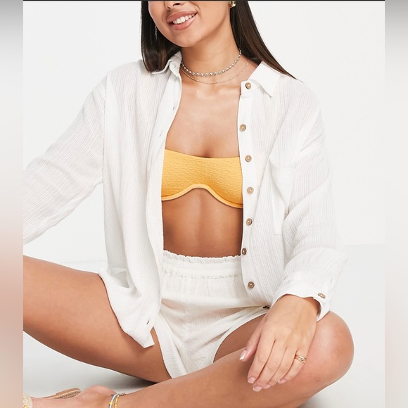 Billabong Tops - Billabong “In The Tide” White Beach Shirt
